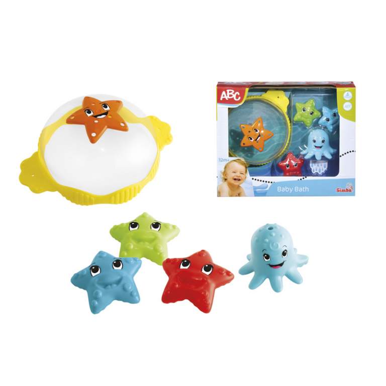 4010074 Набір іграшок для ванни Розваги з сачком, морською зіркою та восьминогом, 5 аксес., 16 см, 12 міс.