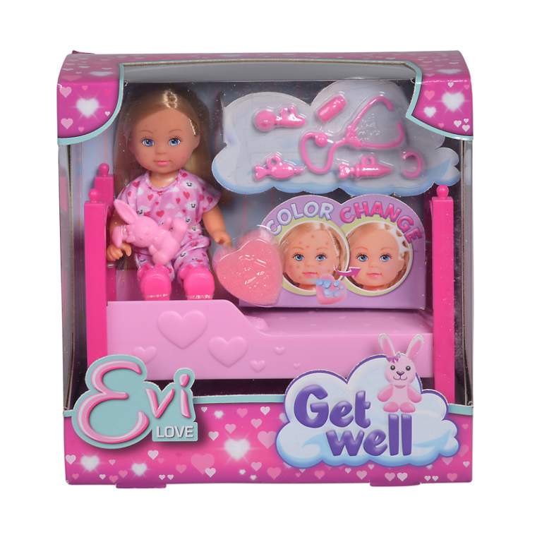 5733407 Лялька Еві "Легке одужання" зі зміною кольору, у ліжку з іграшкою та аксес., 3+