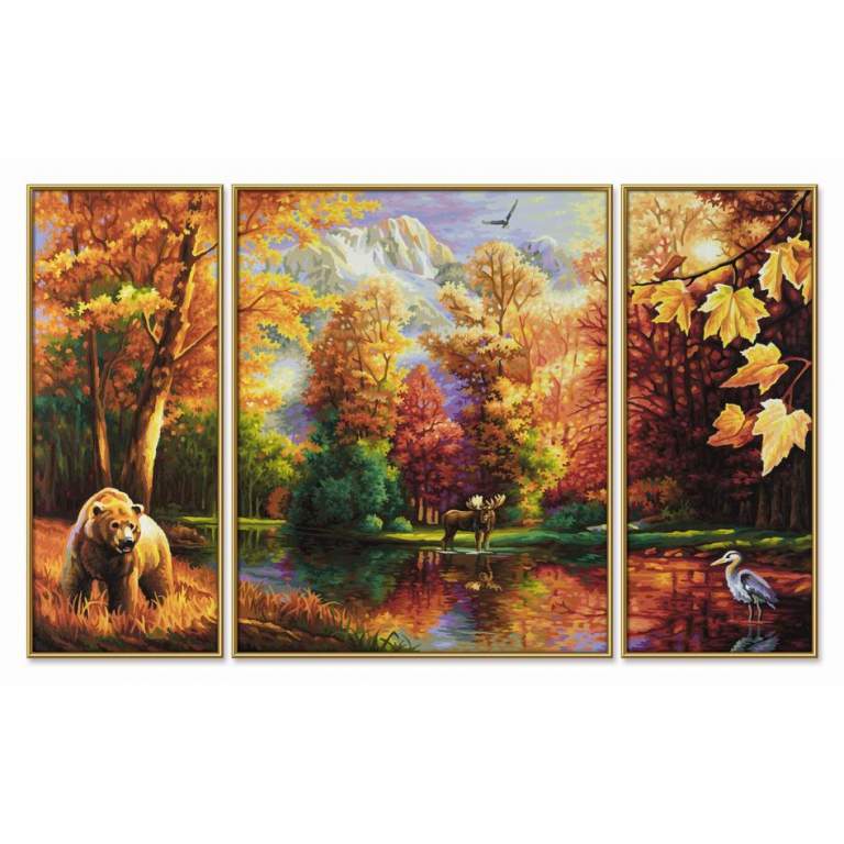 9260650 Художній творчий набір-триптих "Лісове озеро восени", 80х50 см, 12+