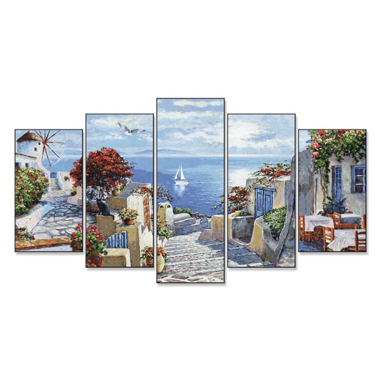 9450797 Художній творчий набір-поліптих Острів Міконос  5 картин 132х72 см 12+