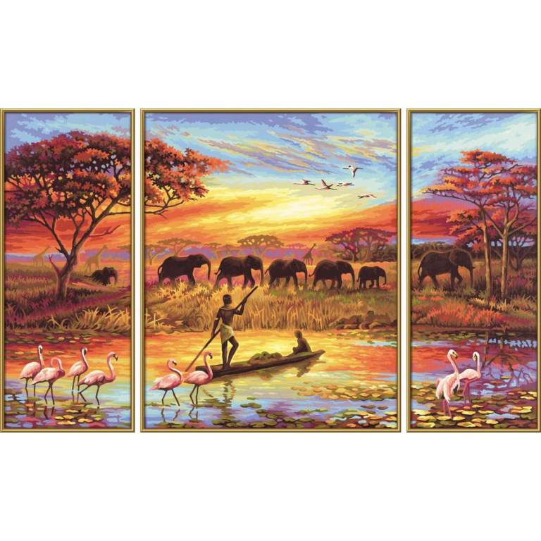 9260627 Художній творчий набір-триптих "Таємнича Африка", 50х80 см, 12+