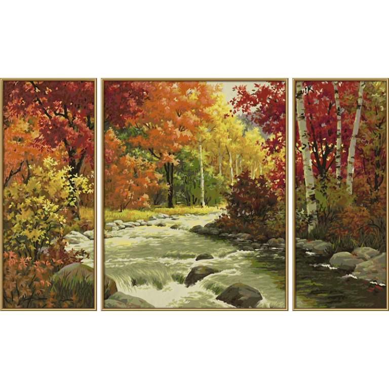 9260779 Художній творчий набір-триптих  Осіння річка, 50х80 см, 12+