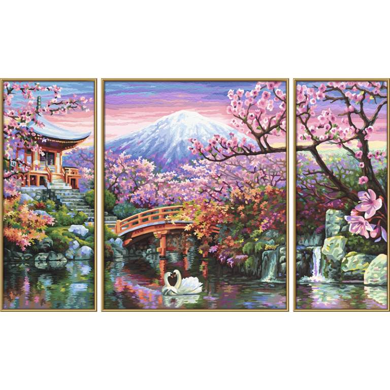 9260751 Художній творчий набір-триптих Цвіт сакури в Японії, 50х80 см, 12+