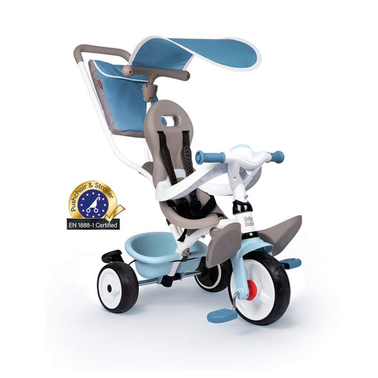 741400 Дитячий металевий велосипед  з козирком, багажником та сумкою, блакитний, 66х49х100 см, 10 міс.+